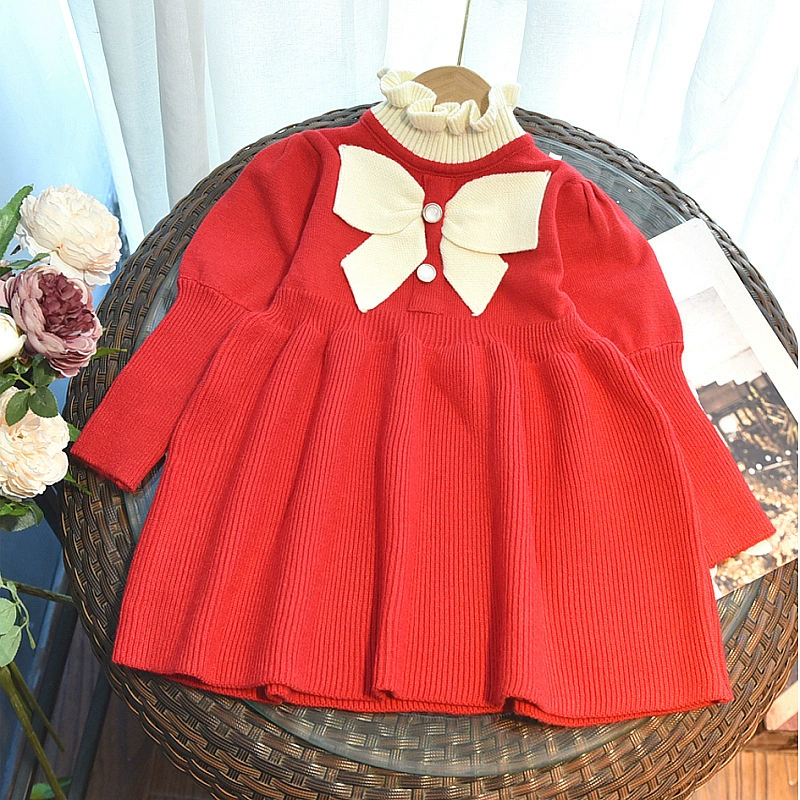 Autumn sweater, dress, colored thin knitted woolen girl's skirt, western style