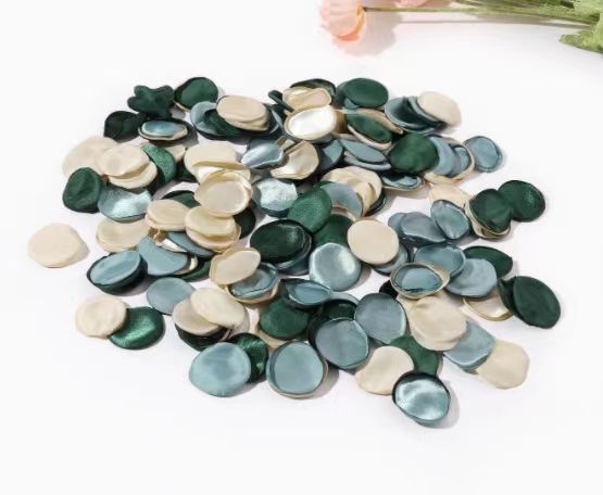 Organza de seda artificial pétalos de rosa boda luminosa crema dispersos pétalos decoración del partido DIY regalo