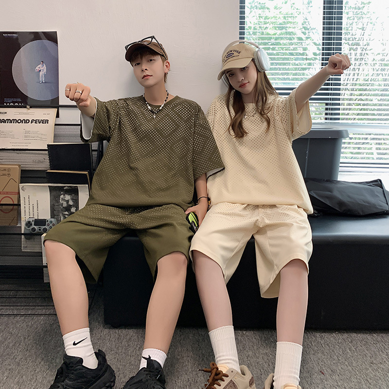 Traje deportivo casual hombre de verano camiseta de mangas cortas un juego de pantalones cortos ropa de moda 28010