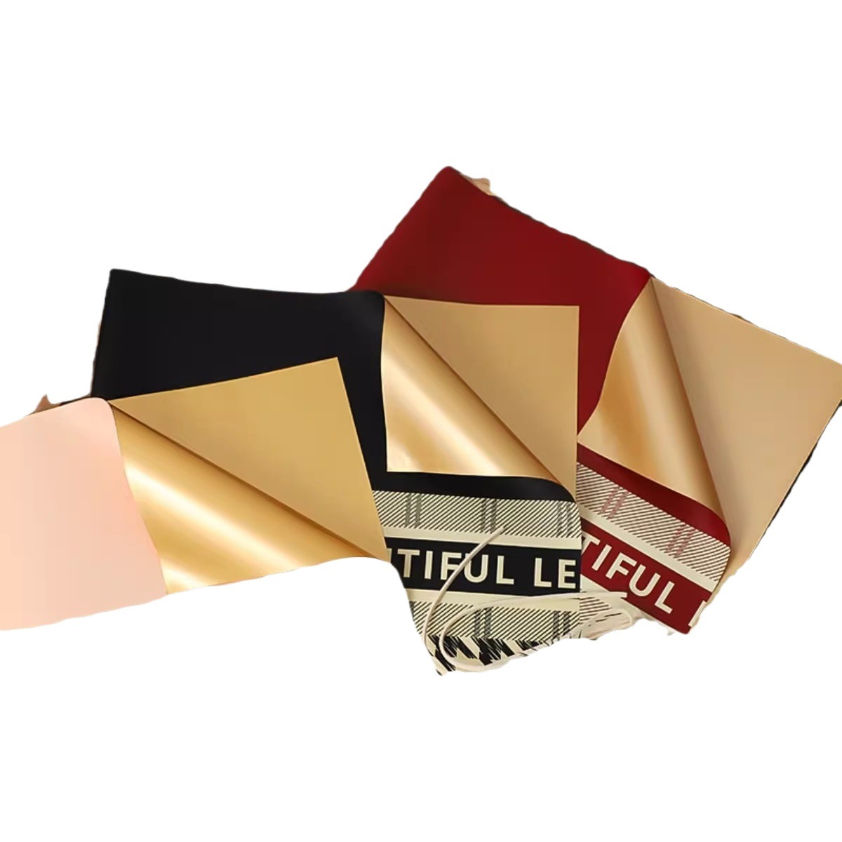 Papel de regalo con diseño de pana de siete colores y estampado de pana, papel dorado con diseño floral, impermeable, grueso, para floristería, materiales de embalaje.