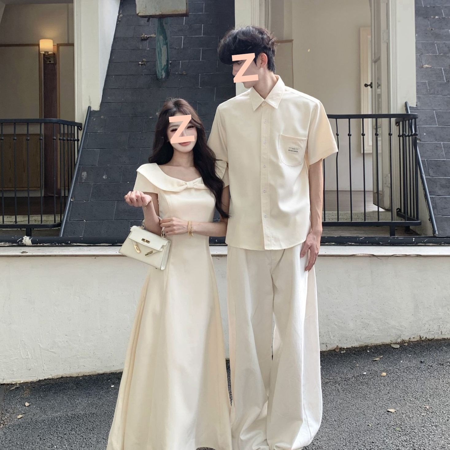 2026年夏季新款情侣装夏季法式温柔风蝴蝶结收腰连衣裙潮厂家直发