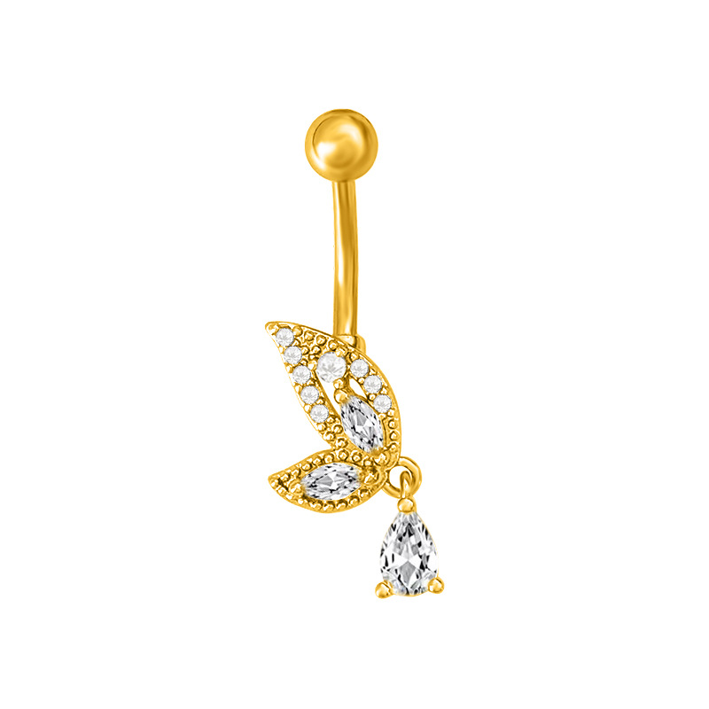 Zircon Inlay Navel Ring Piercing For Women Elegant Belly Jewellery_voghion.com