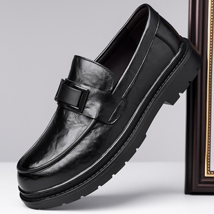 2024 Autumn Explosions Men's British Style Soft Bottom Casual Outdoor High-end Leather Shoes Dress Thick Bottom Casual Leather Shoes