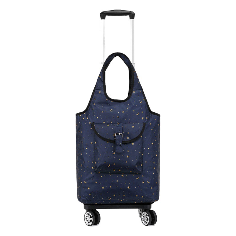 Universal Wheel Four-Wheel Shopping Cart Portable Folding Cart Household Shopping Artifact Aluminum Alloy Telescopic Pull Rod Shopping Bag