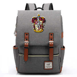 四大学院魔法学院印花青少年学生书包男女休闲皮带扣经典双肩背包