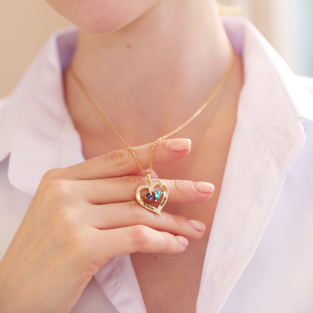 7g Weight Necklace Event & Party Supplies Artificial Diamond Inlay Material Pendant Necklace Classification Fashion Heart Shape Copper Pendant Necklace Inlay Artificial Diamond Copper Necklaces