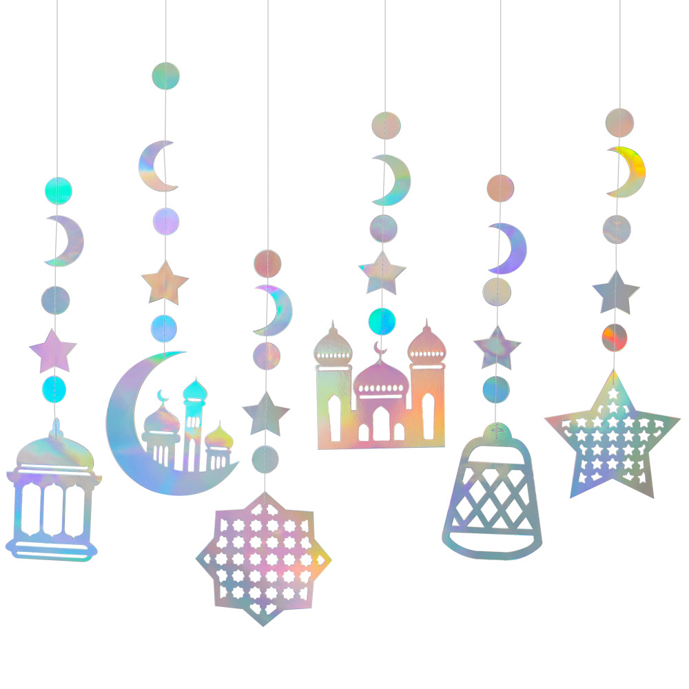 New Cross-Border Holiday Party Supplies Decoration Hangings Moon Stars Castle Five-Pointed Star Disc Scene Layout