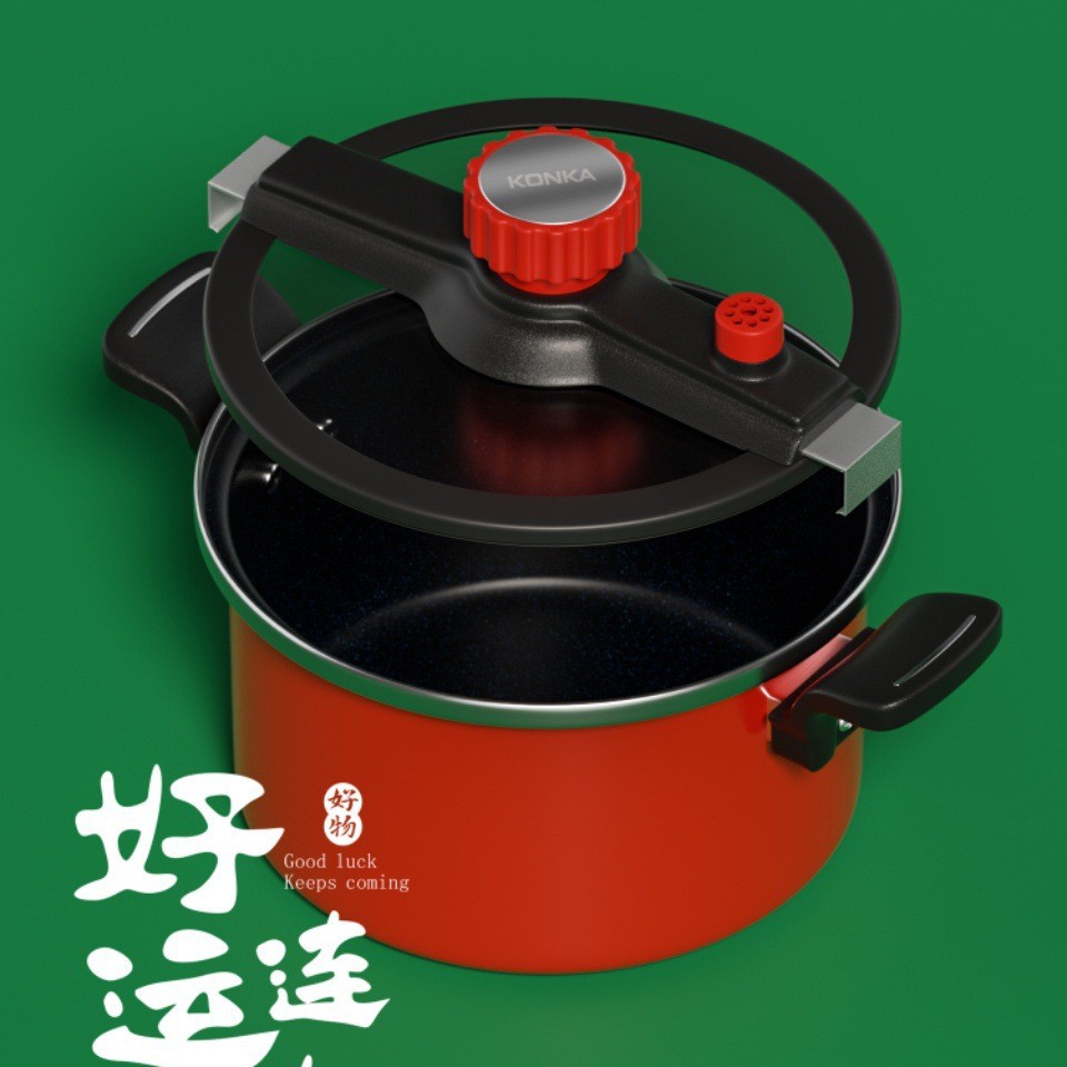 康佳珐琅微压汤锅家用煮锅不粘锅搪瓷煲汤锅双耳炖锅电磁明火通用