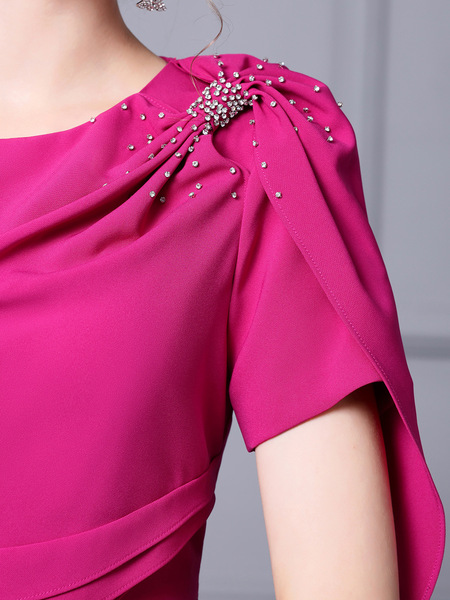 Zhili's Unique Design Feeling Bag Hip Skirt Luxury Dingdiamond Rose Red 3D Cutting Dress Summer 2024 New Edition