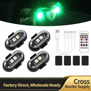 Wireless Remote Control Aircraft Light for Foreign Trade, Multi-Mode Colorful LED Strobe Light, Rechargeable RGB Warning Light for Cars and Motorcycles