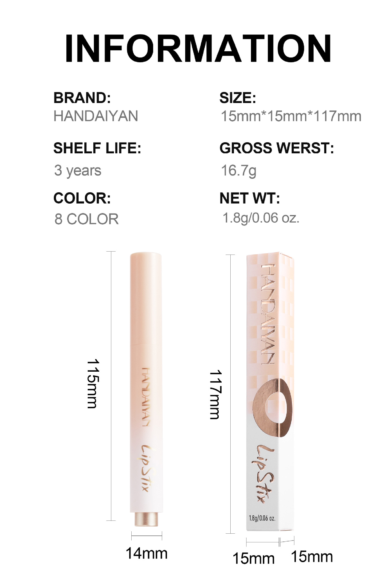 Cross-border press lipstick pen in stock: 8-color water gloss mirror handaiyan long-lasting Moisturizing Lipstick pen Application Scenario