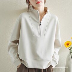 半拉链卫衣女套头立领上衣洋气减龄韩版宽松潮大码显瘦百搭秋冬款