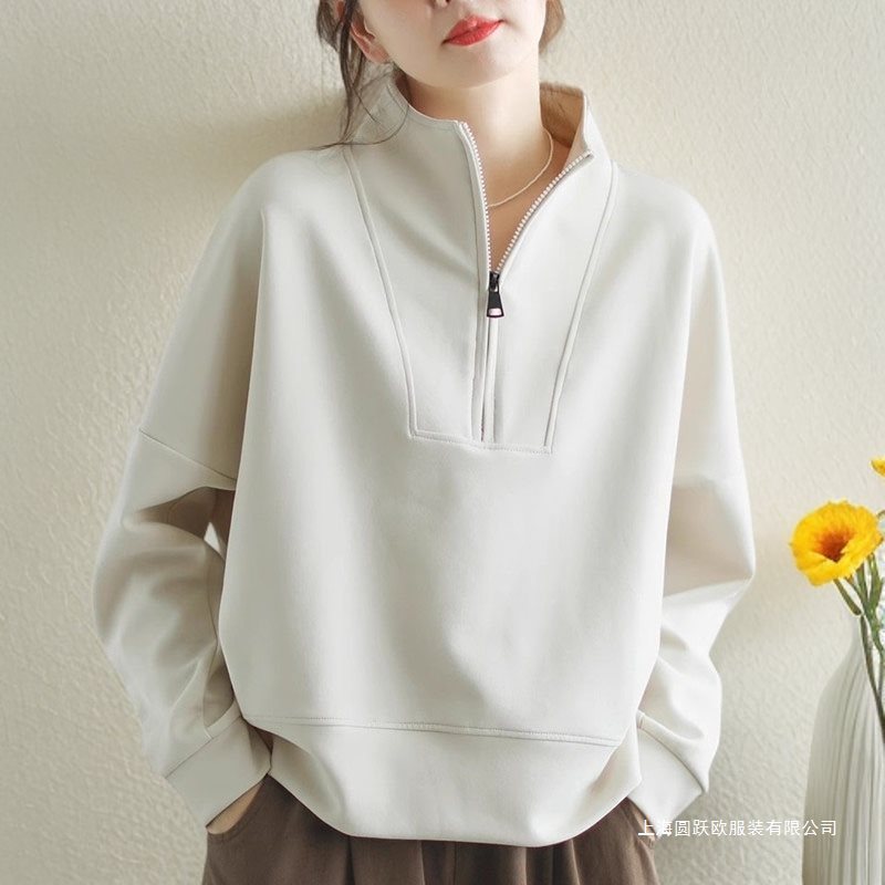 半拉链卫衣女套头立领上衣洋气减龄韩版宽松潮大码显瘦百搭秋冬款|undefined