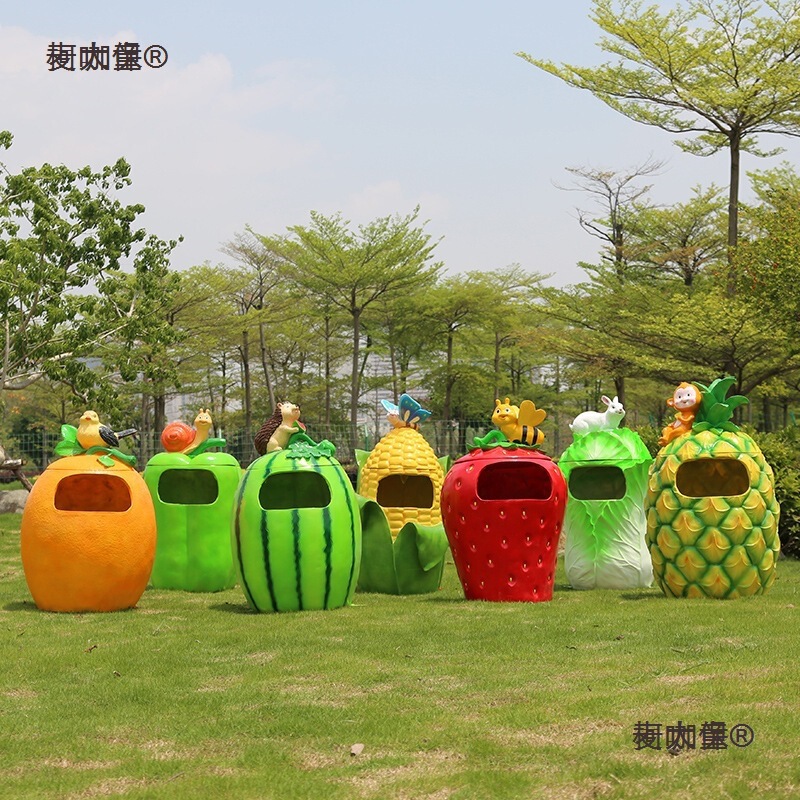 Fruit Trash Can Fiberglass Sculpture Garden Landscape Kindergarten Scenic Spot Decoration Vegetable Peel Box Display Metabo