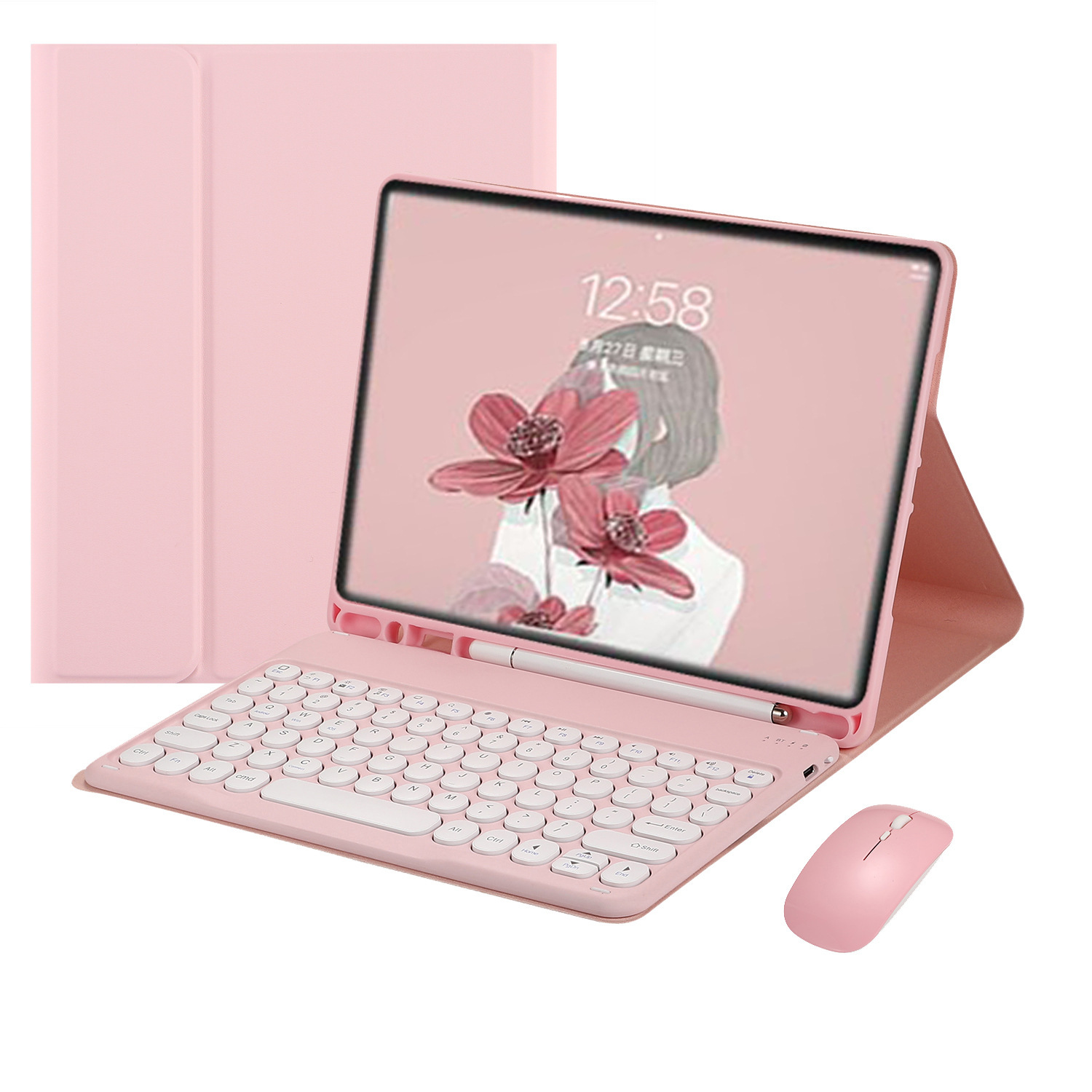 Funda protectora para teclado Bluetooth de 11 generaciones para iPad Funda de cuero para teclado táctil con tapa redonda pro11 magnética de 10,2 pulgadas