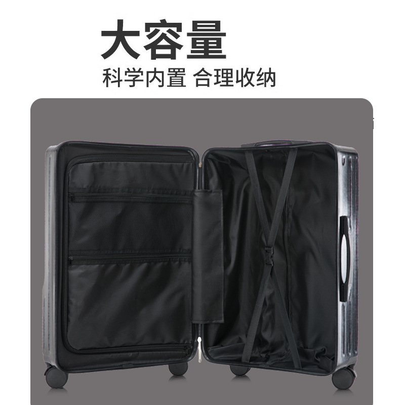 [Fábrica cuidadosamente seleccionada] Nuevo y conveniente maleta con tapa abierta delantera, varilla de tracción multifuncional, caja de contraseña de viaje de 24 pulgadas resistente