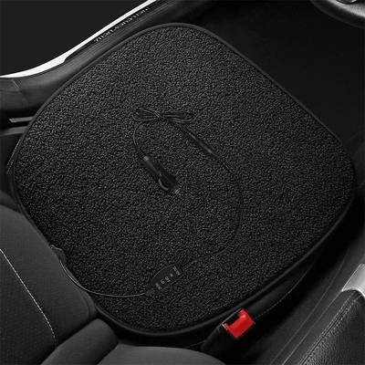Winter Plush Backless Car Seat | Multi-function pad - teddy-velvet-12v-cigarette-lighter-square-mat-mysterious-black-leaflet