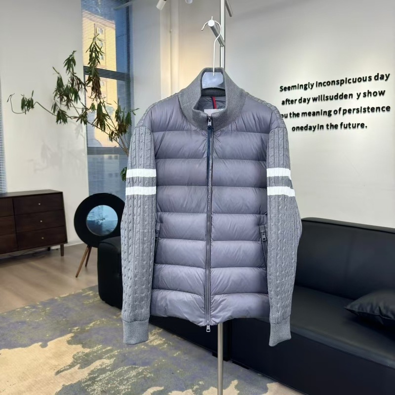 Padded Corduroy 立领蒙口轻薄款羽绒服男条纹羊毛拼接夹克外套fw|undefined