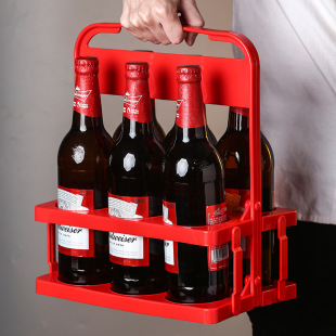 Beer Rack Plastic Wine Carrier Beer Basket Bar Ktv 6 Bottled Beer Wine Carrier Beer Box Foldableable