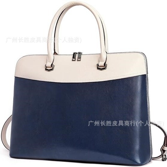 Foreign Trade Genuine Leather Women's Laptop Shoulder Bag Business Retro Comfortable Multi-functional Large Capacity Briefcase