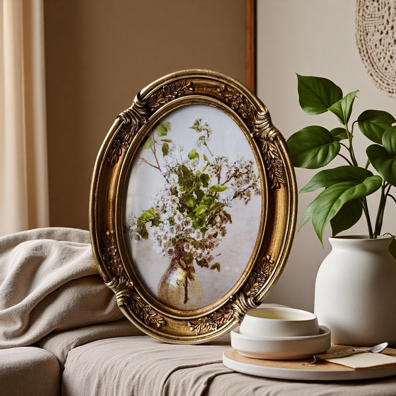 Hand-Carved Resin Oval Vintage Photo Frame Ornate Still Life Nordic Style 4X6 Tabletop Wall Hanging Frame Hand-Carved Resin Oval Vintage Photo Frame Ornate Still Life Nordic Style 4X6 Tabletop Wall Hanging Frame