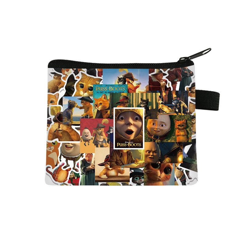 New 2024 Cartoon Cute Boot-Wearing Cat Portable Card Holder for Primary School Students, Large Capacity, Unisex Piggy Bank