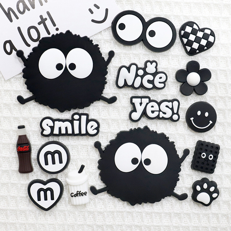Large coal ball DIY soft rubber patch slippers hole shoes buckle earphone phone case airbag bracket refrigerator sticker accessories Large coal ball DIY soft rubber patch slippers hole shoes buckle earphone phone case airbag bracket refrigerator sticker accessories