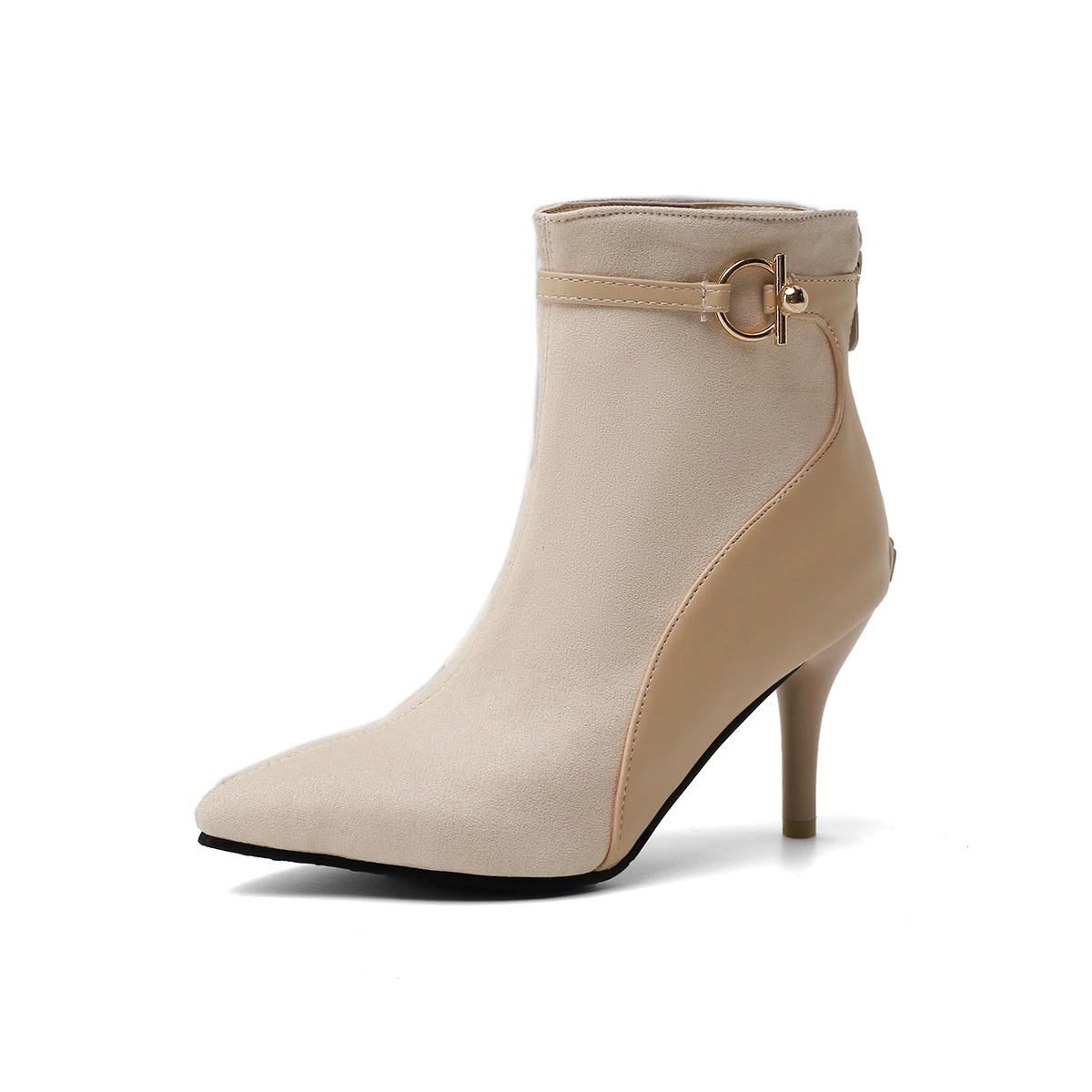 Metal low boots, decorations pointy toe high heels, plus size