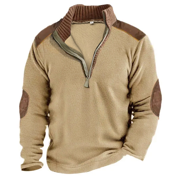 Hanorac tactic gros cu guler înalt pentru exterior, cu fermoar din fleece polar, îmbrăcăminte pentru bărbați, haine de exterior_voghion.com