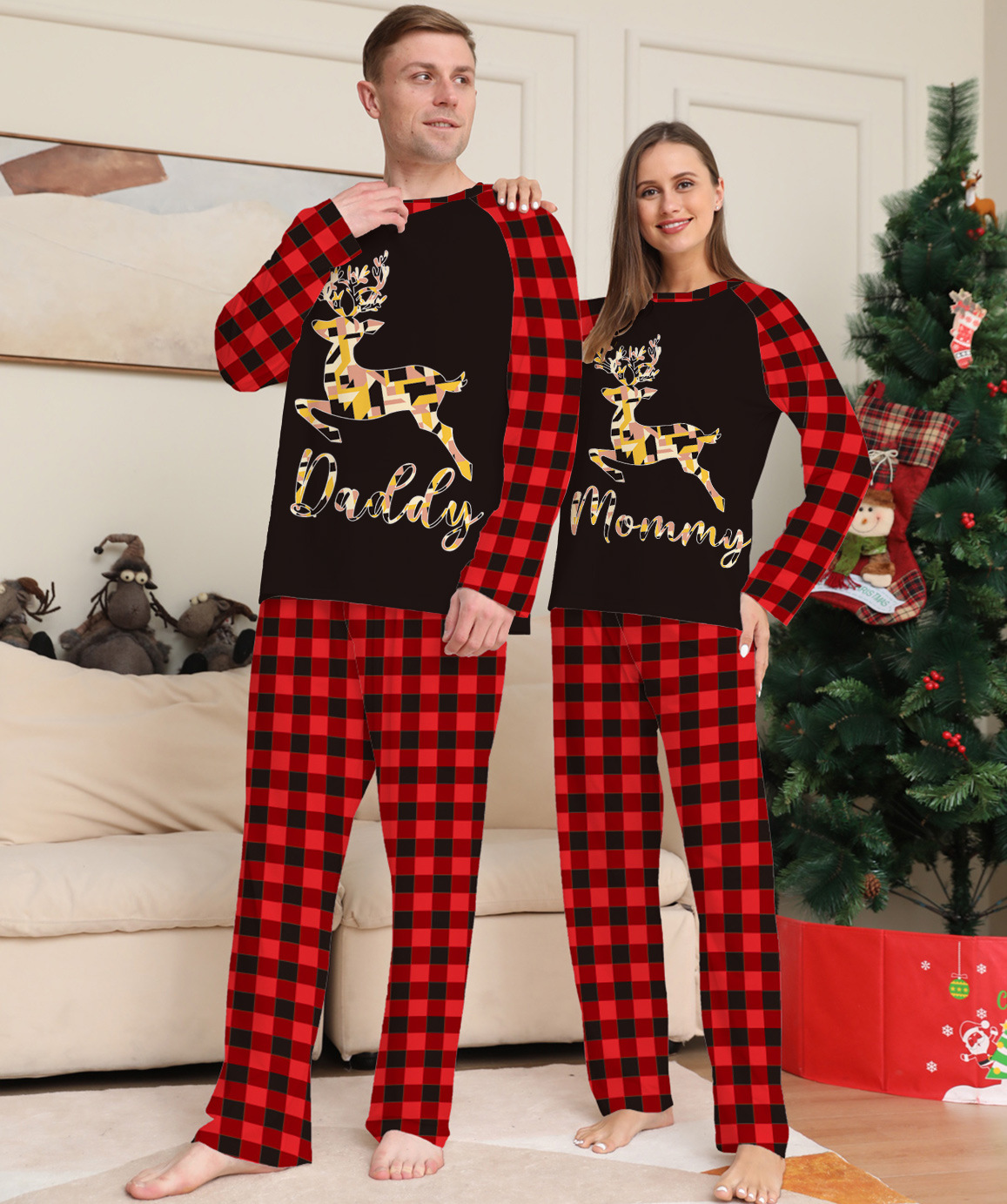 Fashion Letter Deer Cotton Blend Polyester Pants Sets Family Matching Outfits display picture 2
