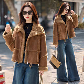 羊羔毛外套女2025冬新款绝美巨好看的休闲小香风韩系短款皮毛一体