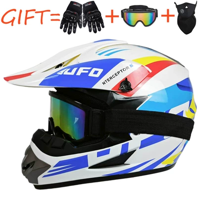 Electric Bike Helmets, Motosiklet kaskı (dəbilqə) - white-ufo-comes-with-goggles-gloves-and-mask-s