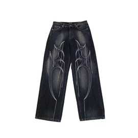 美式复古渐变牛仔裤男秋季潮牌高街阔腿微喇裤新塘增城牛仔现货批