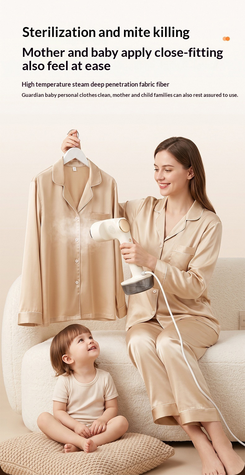 Adhesive Hanging Garment Steamer, Two-Level Suction, Dry and Wet