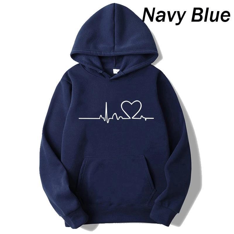 New Women Casual Hoodies Autumn/Winter Heartbeat Print Men L