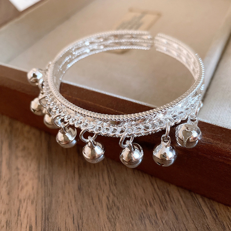 Ethnic Style Pattern Bell Tassel Open Bracelet New Ins Stylish Fashion Arm Ring Accessible Luxury High-End Hand