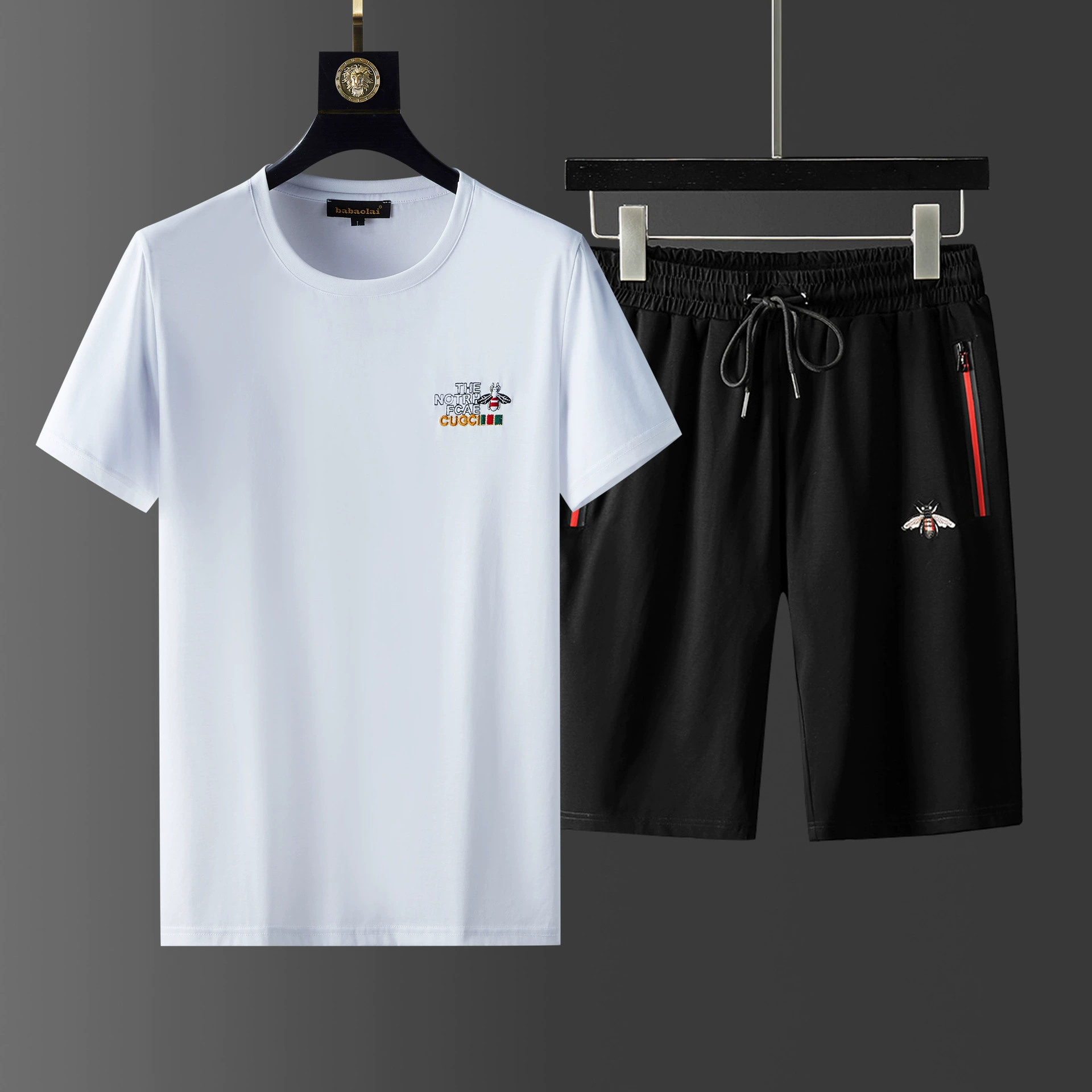 24. Европейская станция Little Bee, модный повседневный спортивный костюм, мужская футболка с коротким рукавом, летние тонкие модные брендовые шорты