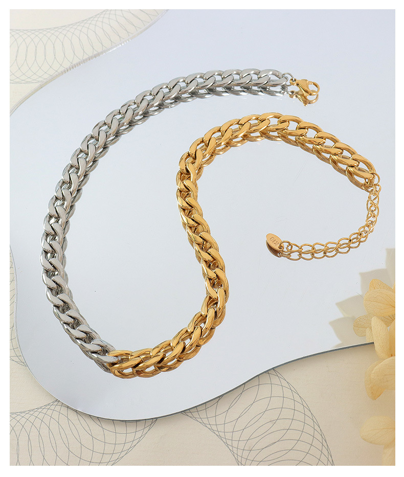 Fashion Steel Thick Chain Stitching Necklace for Men and Women Titanium Steel