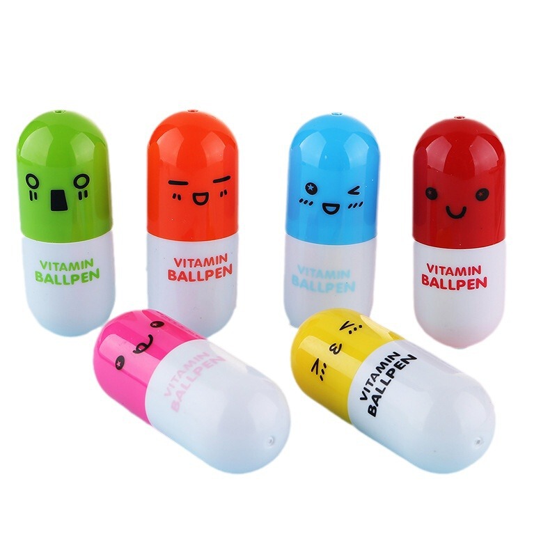 ミニかわいい絵文字丸薬ボールペンカプセル伸縮ペン学生用賞品ギフトクリエイティブ文房具卸売|undefined