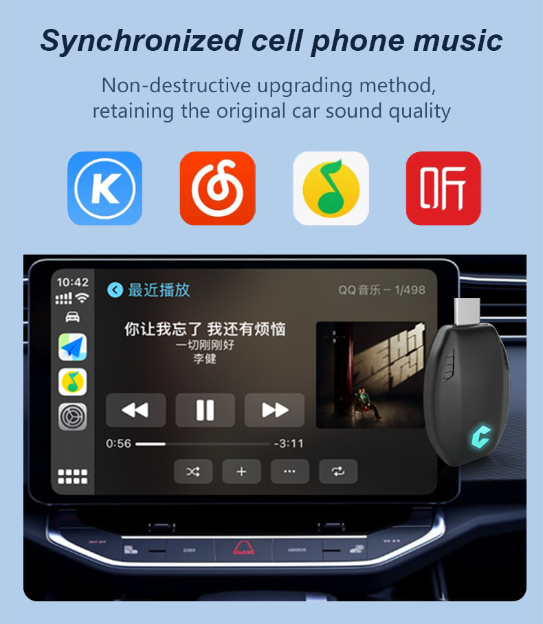 Airplane mirror CarPlay wired to wireless box Android Auto car machine interconnection box TYPE-C adapter