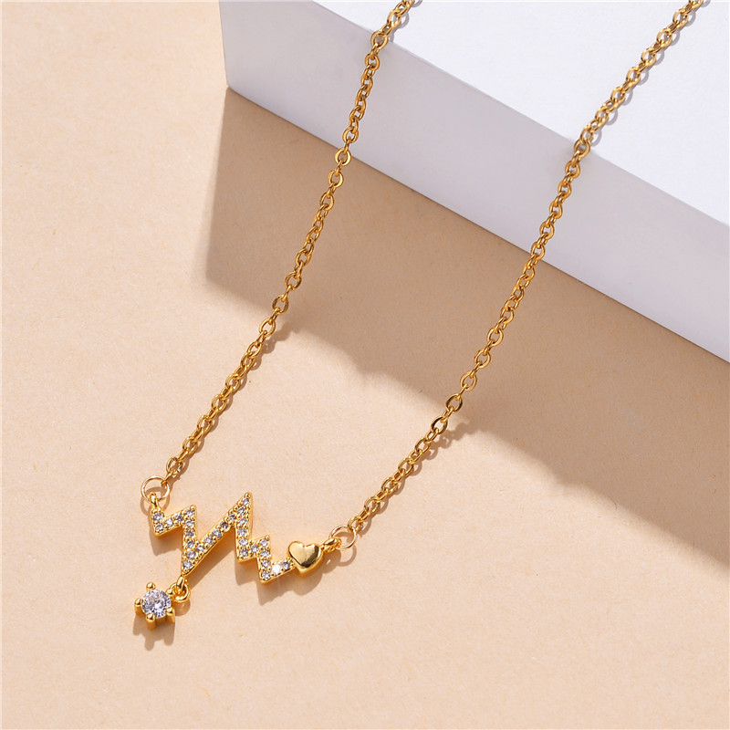 Colar com pingente de eletrograma elegante corrente para mulher_voghion.com