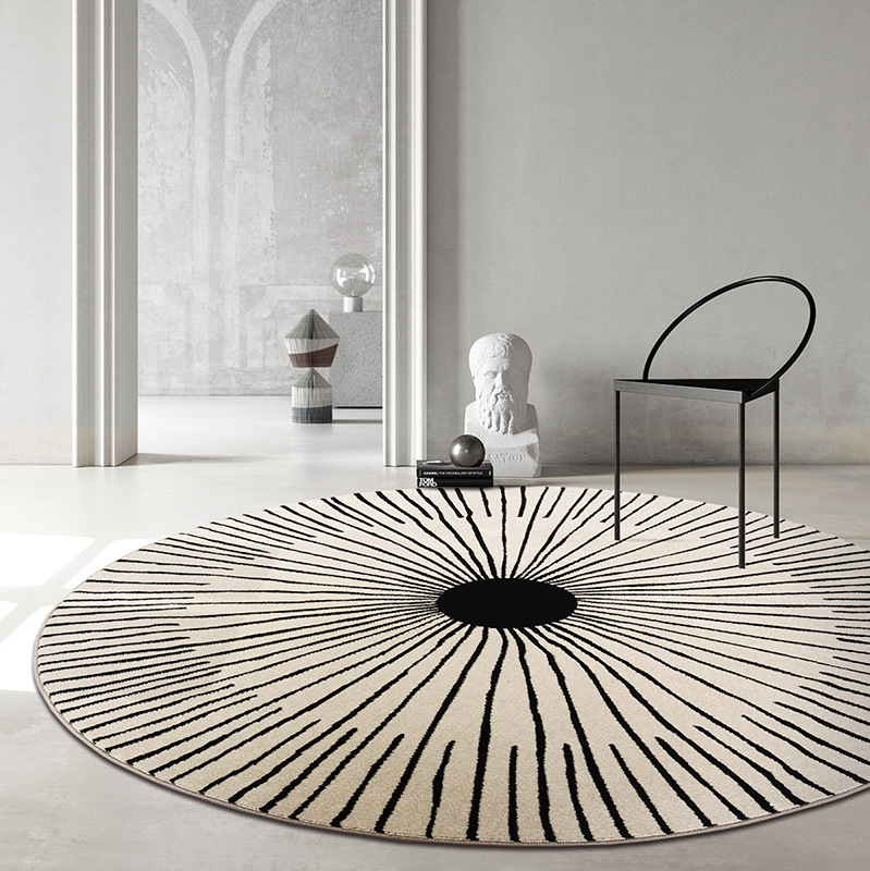 Minimalistischer Runder Teppich Mit Geometrischem Muster Modern_voghion.com