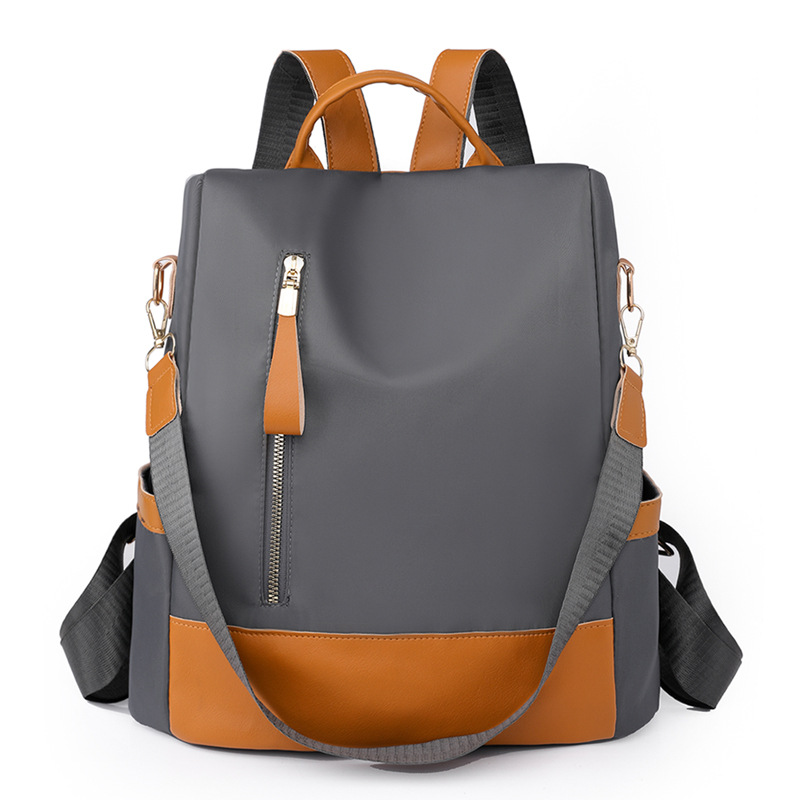 2023 nueva mochila antirrobo de nailon coreano moda femenina color contraste multifuncional ligero mochila de viaje de doble uso