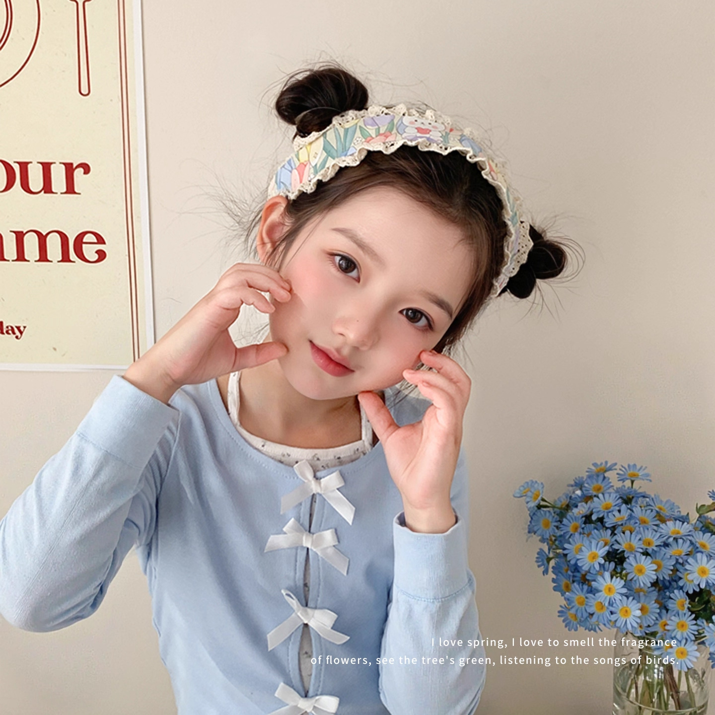 Diadema de velcro dulce para niños, linda chica, flequillo de cabello roto, horquilla, diadema de borde ancho de encaje de princesa, accesorios para el cabello