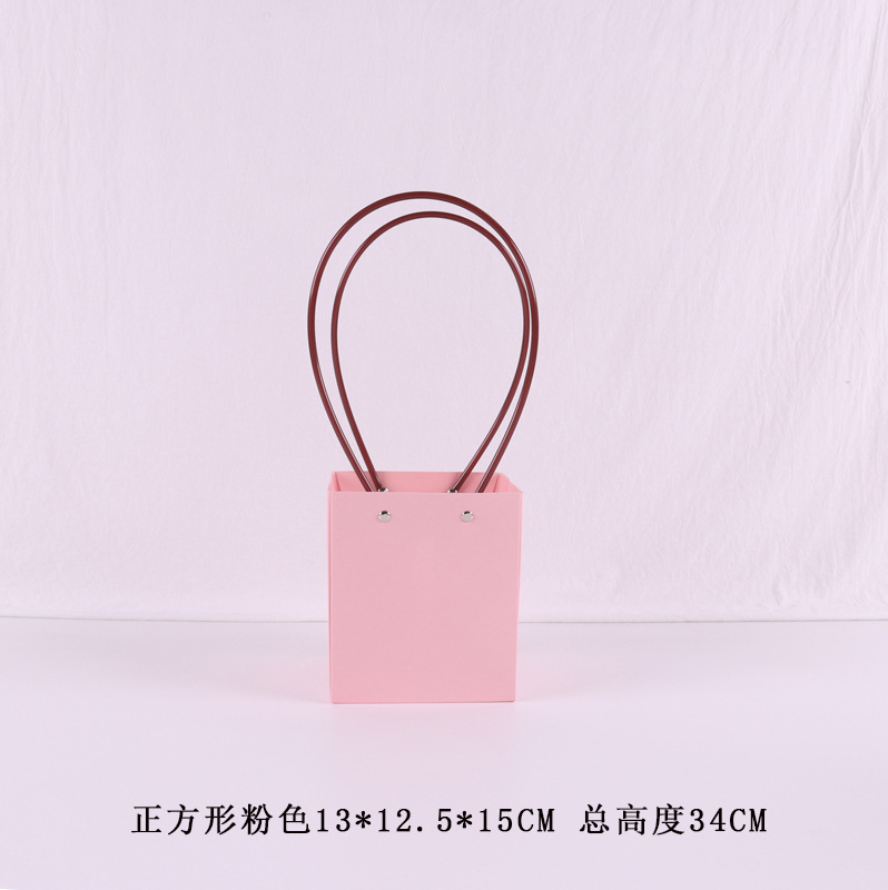 Bolsa de embalaje de flores transparente bolso trapezoidal cuadrado bolso de mango largo ramo de embalaje caja de regalo material de la tienda de flores