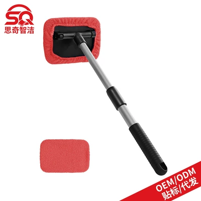 Car cleaning tools: Factory Wholesale Microfiber Window - 1-square-plastic-piece-2-red-cloth-covers