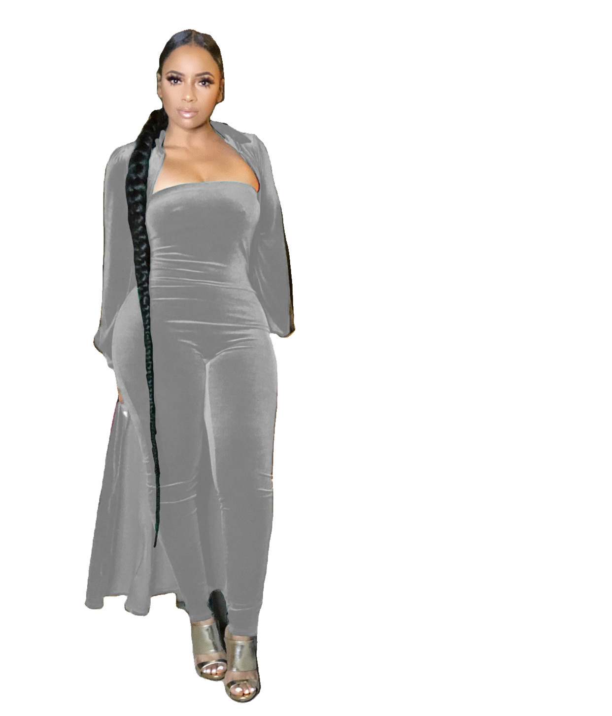 Abbigliamento Donna Sexy Top Tuta Donna Giacca Silver Fox Velluto_voghion.com