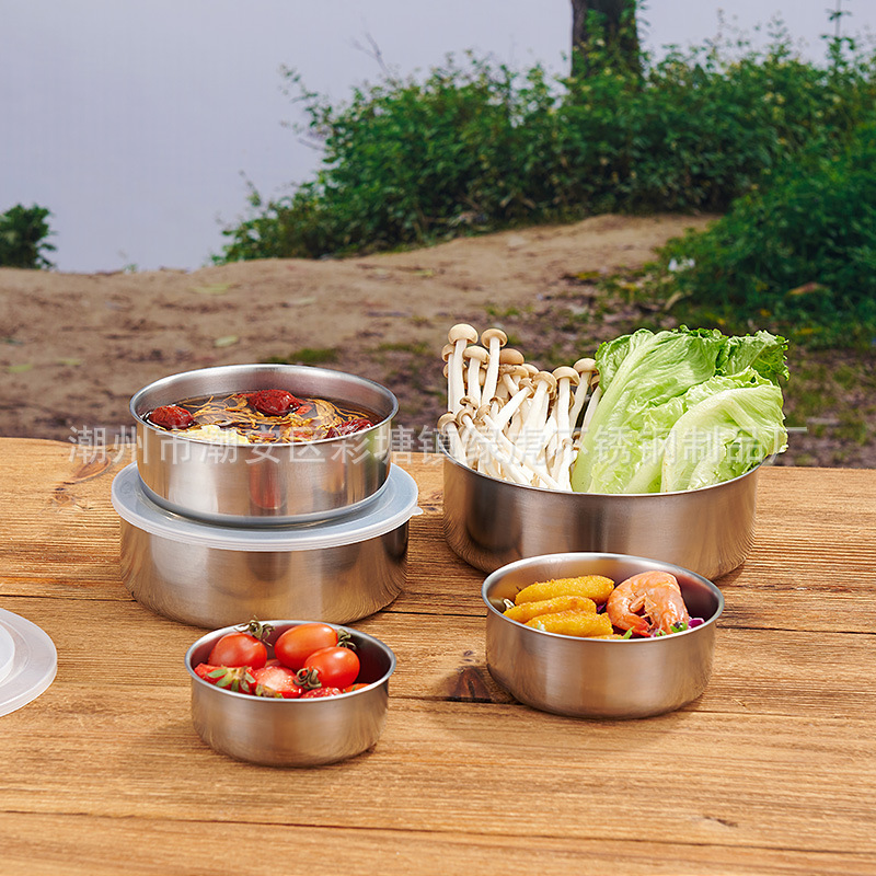 Picnic Disposable Tableware Set Self-driving Travel Portable Camping Stainless Steel Bowl Plate Soup Bowl Outdoor Camping Tableware