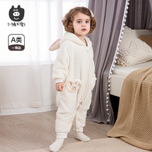 小猪大卫2025秋冬新款婴儿衣服冬装加绒连体衣宝宝卡通保暖外出服