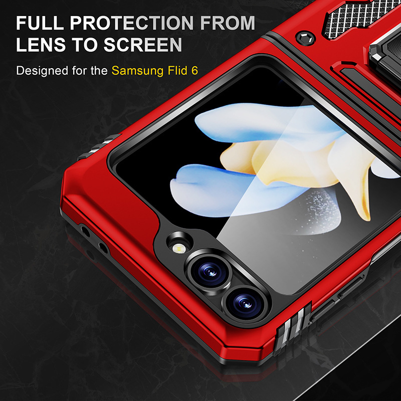 Adecuado para Samsung Z Flip6 Passenger empuja la ventana soporte giratorio funda para teléfono móvil Flip5 funda protectora anticaída magnética para automóvil